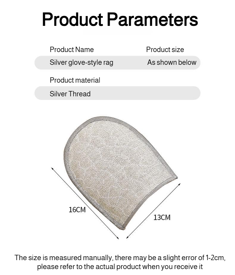 Double-sided silver fiber glove cleaning cloth for kitchen use