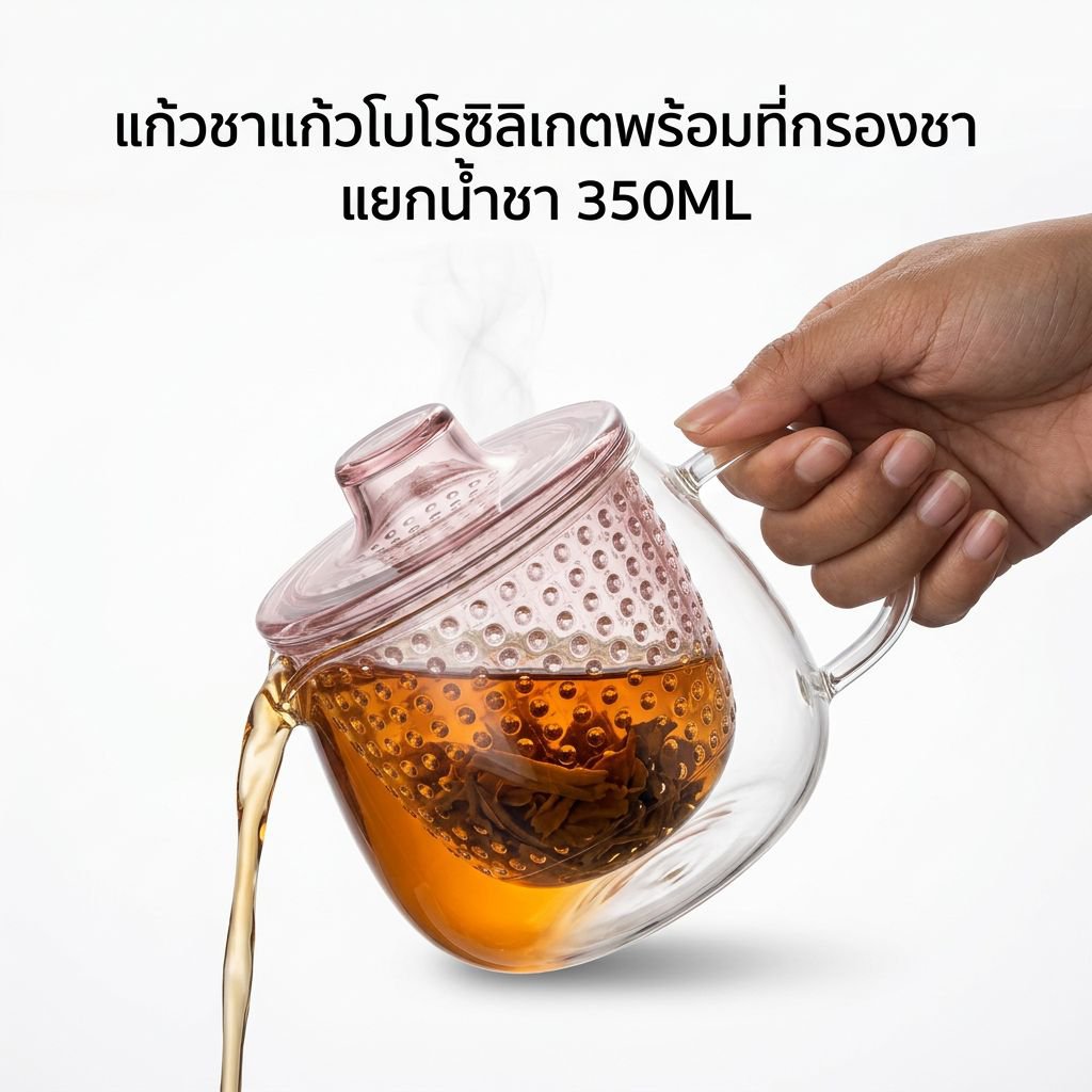 แก้วน้ำชาแก้วแก้วพร้อมที่กรองชาแบบแยกได้