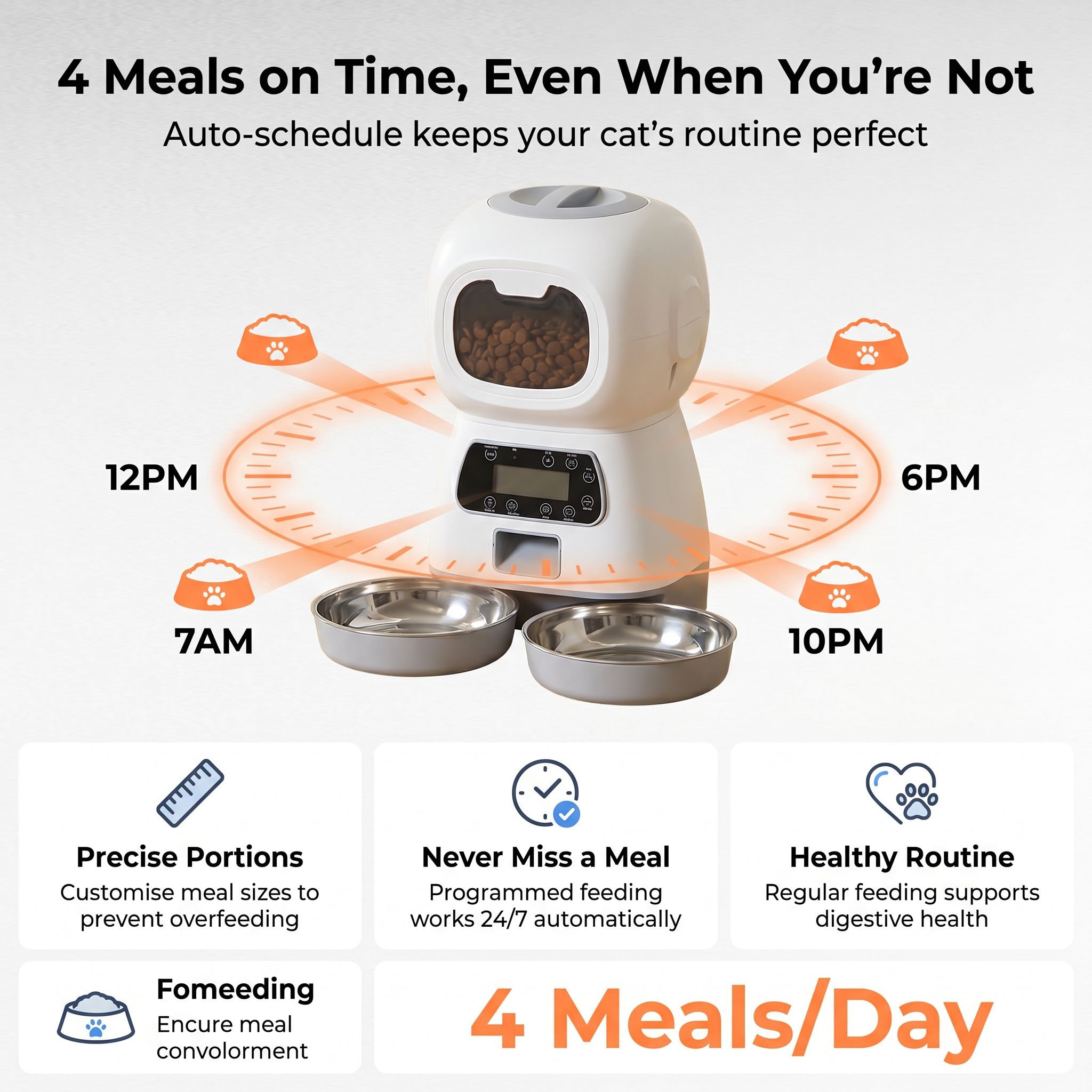 Automatic pet feeder with Wi-Fi, 3.5L large capacity.