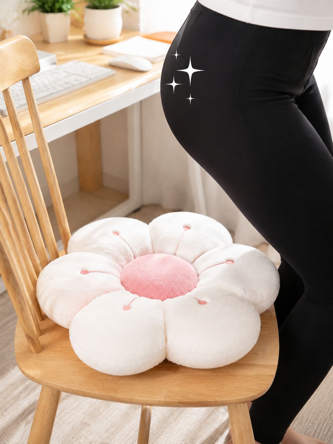 Flower pillow with soft fabric texture