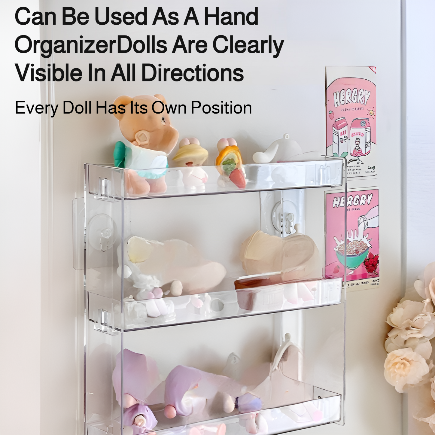 Acrylic wall mount multi-layer transparent thickened cosmetics figurine home punch-free bathroom sto