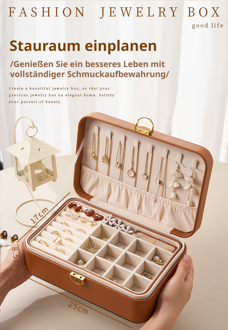 Schmuck Organizer mit Fächern für Ringe und Ohrringe