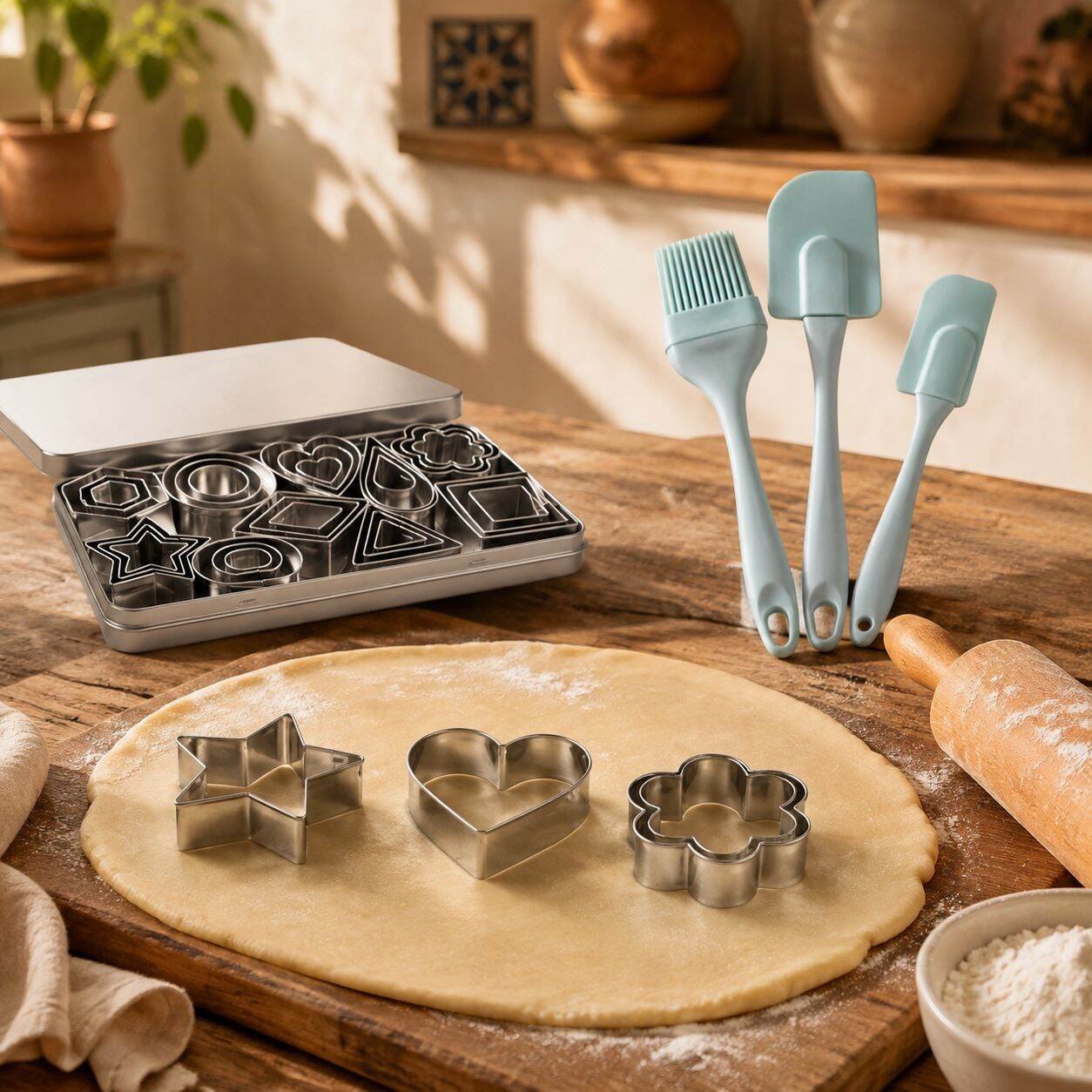 Cortadores de galletas de acero inoxidable, moldes para galletas caseras y pasteles