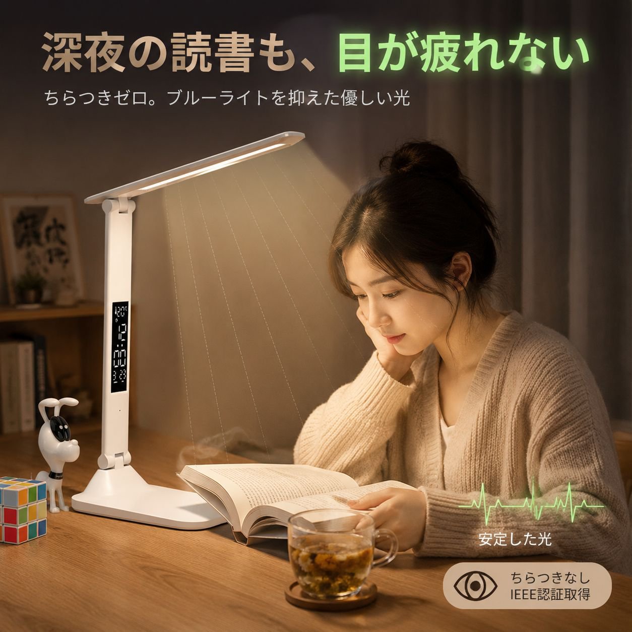デュアルライトLEDタッチランプ、USB充電対応