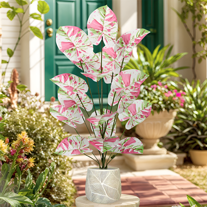 Faux Taroleaf Decorative Plant for Home and Garden Decor