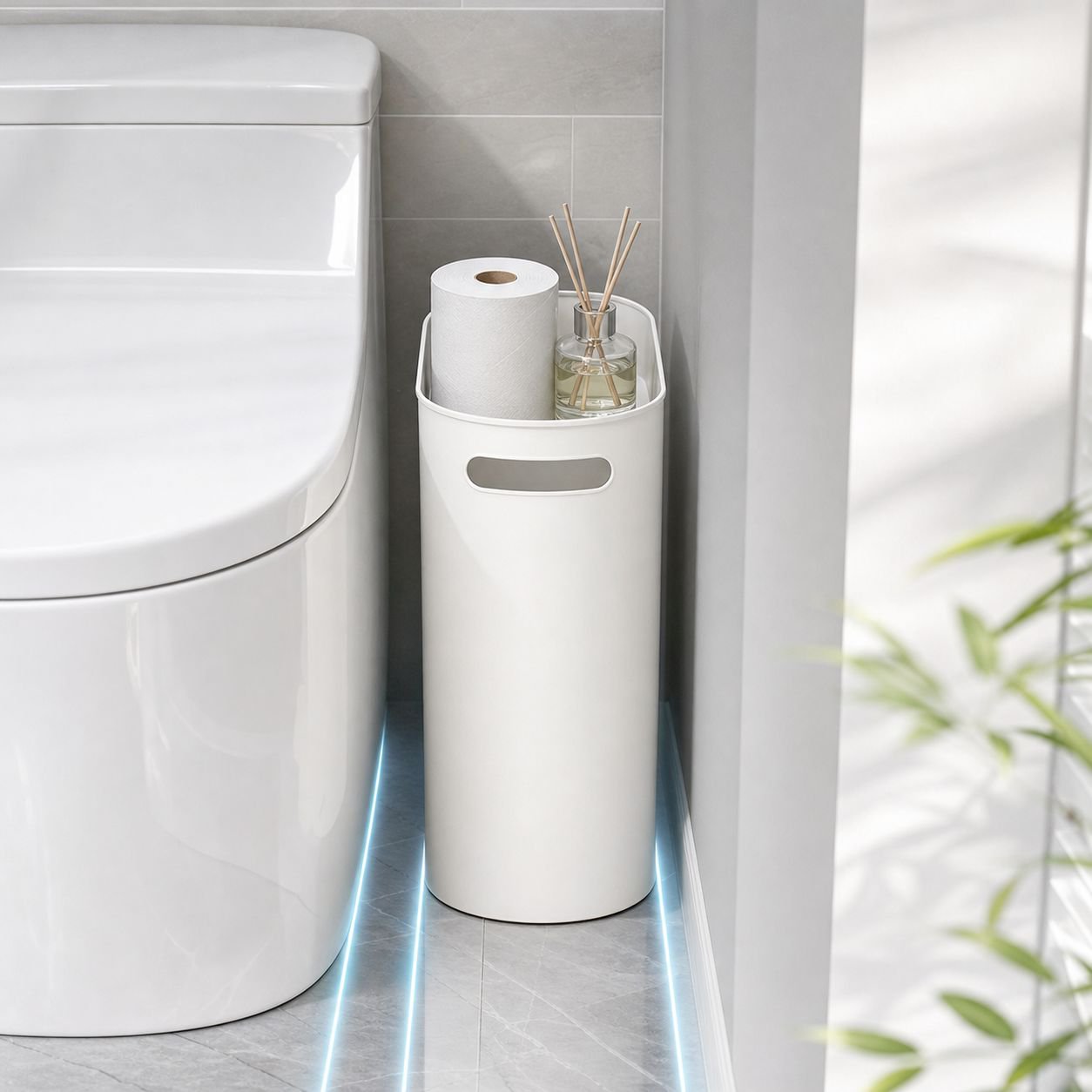 Press-Lid Trash Can for Bathroom and Living Room