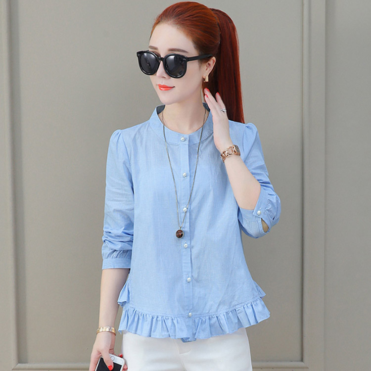 เสื้อเชิ้ตผู้หญิงผ้าฝ้ายสไตล์วินเทจ