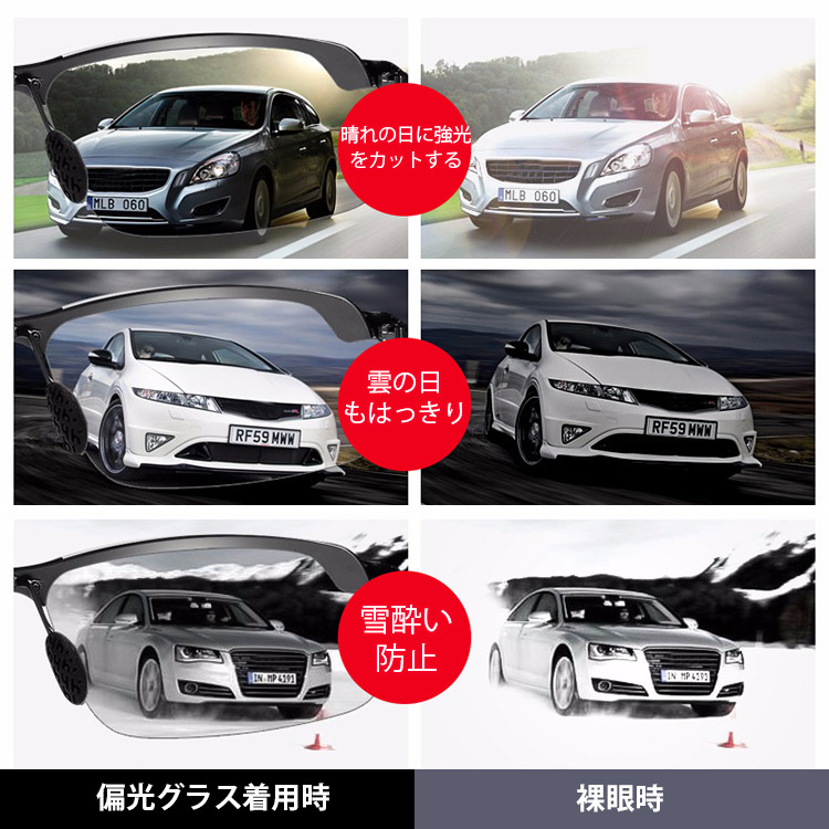 【日夜兼用偏光サングラス】クリアな視野、日夜兼用、サイクリングや安全運転をサポート