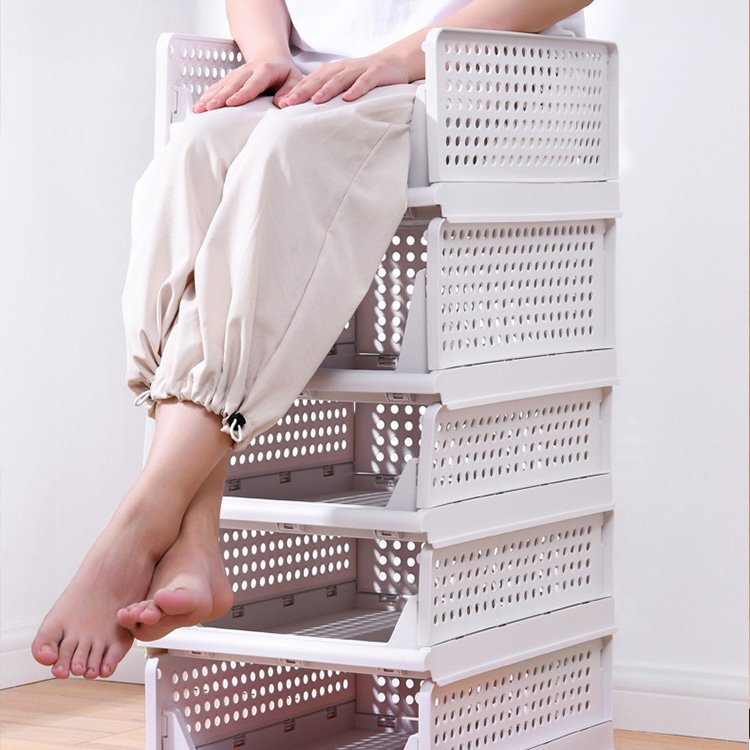 折り畳み積み重ね収納バスケット