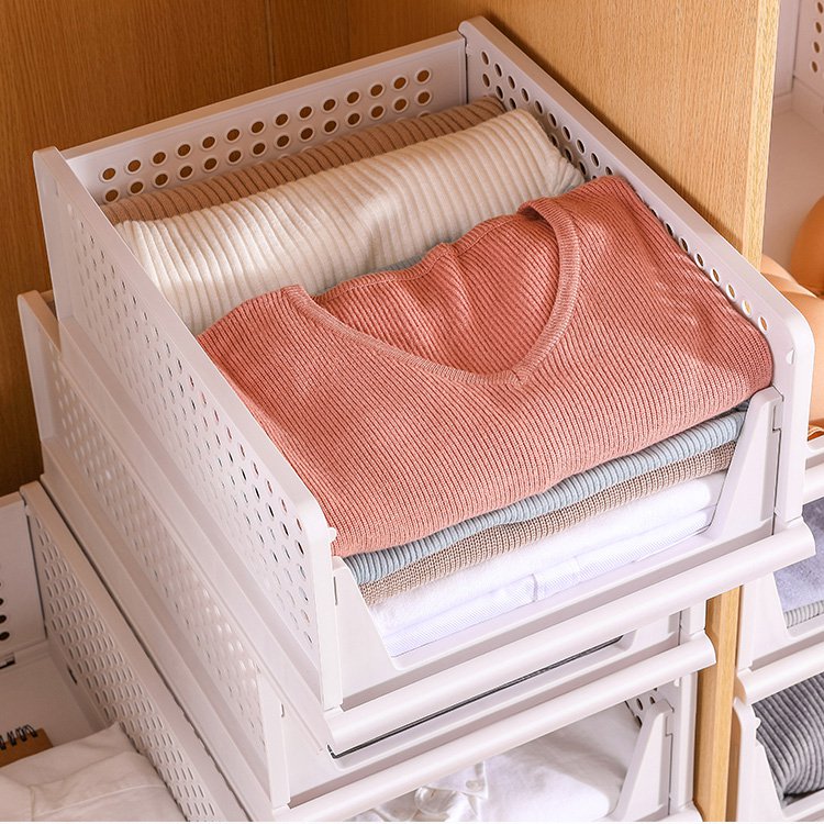 折り畳み積み重ね収納バスケット