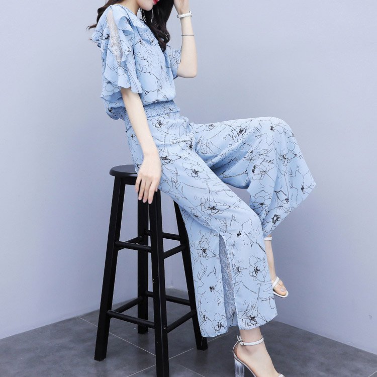 ชุดลายดอกไม้ผ้าชีฟอง