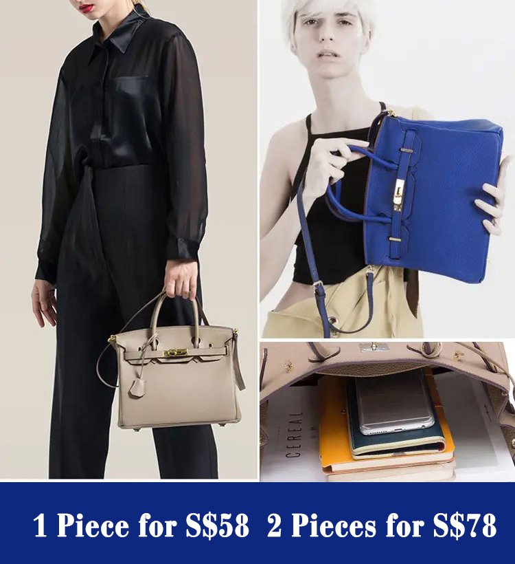 Litchi Grain Platinum Handbag