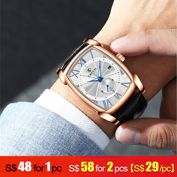 Men’s Square Dial Genuine Leather Watches