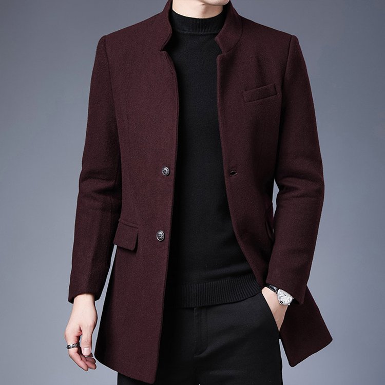男士毛呢中長款風衣