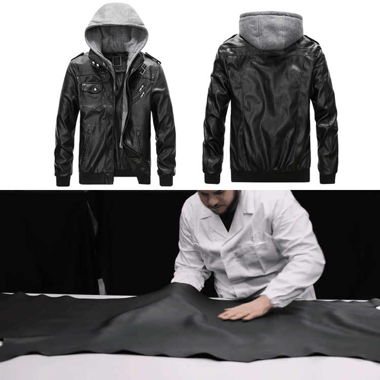 【フード付きレザージャケット】 スタイリッシュな雰囲気とデザイン 光沢感が自然なのも魅力の一つ