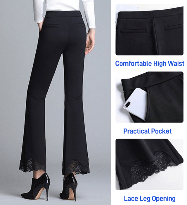 Lace Hem Ankle Length Flare Pants For Women