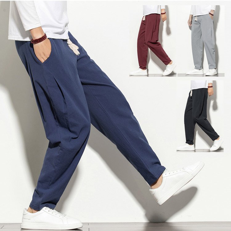 【サルエルパンツ】リネンサルエルパンツ 通気性良い 穿き心地抜群