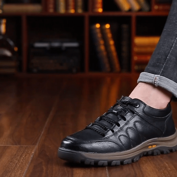【輕盈牛皮 防滑耐磨】復古休閒男士皮鞋