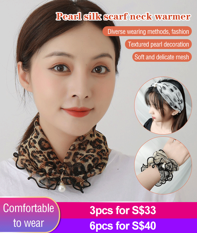 Pearl silk scarf neck warmer