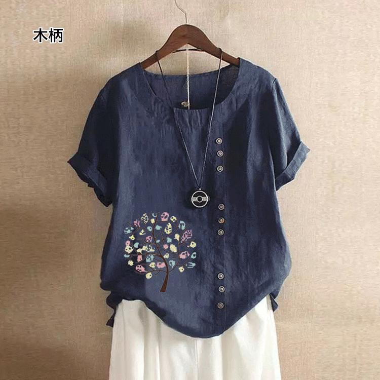 コットンリネンTシャツ体型カバー