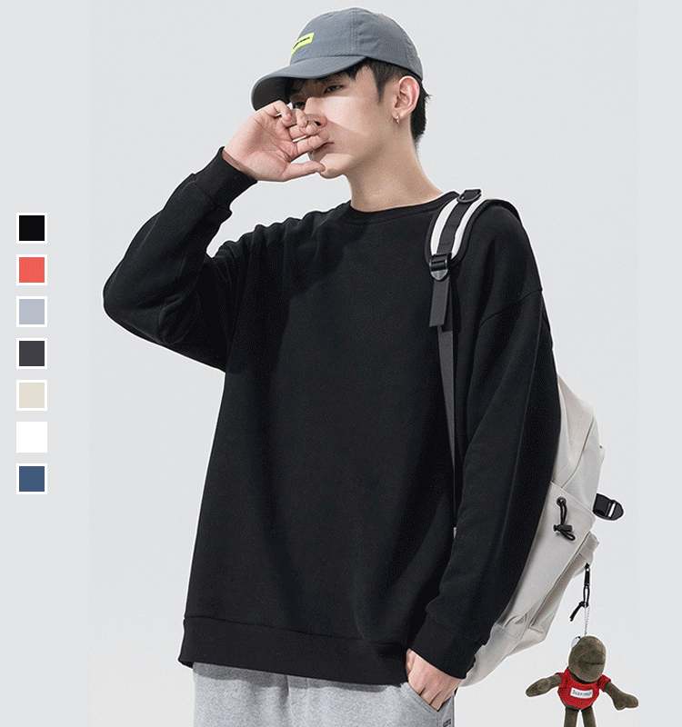 韓国男女兼用クルーネックルーズプルオーバー