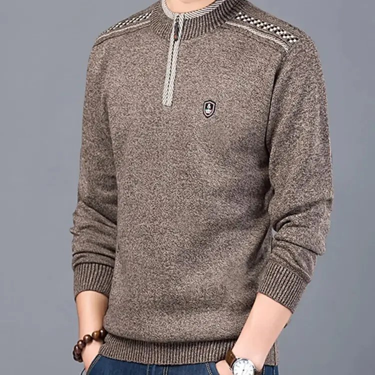 男士立領套頭毛衣
