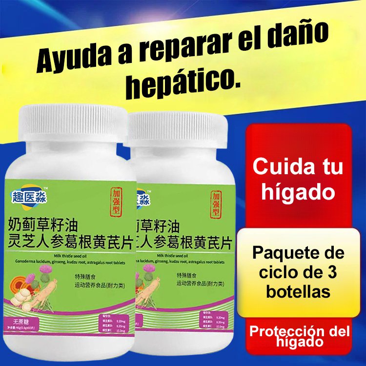 Comprimidos de aceite de semilla de cardo mariano, ganoderma, ginseng, pueraria y astrágalo