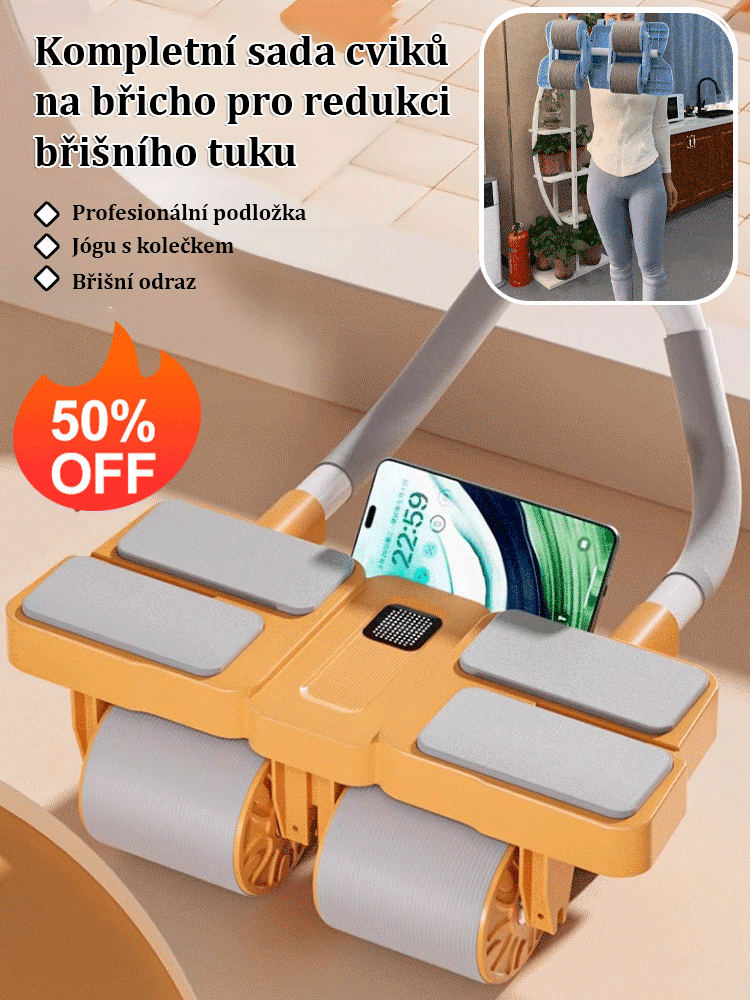 Čtyřkolový automatický návratový posilovač břišních svalů