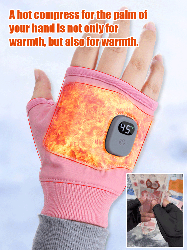 Wireless thermal heating anti-cold half-finger gloves for men and women