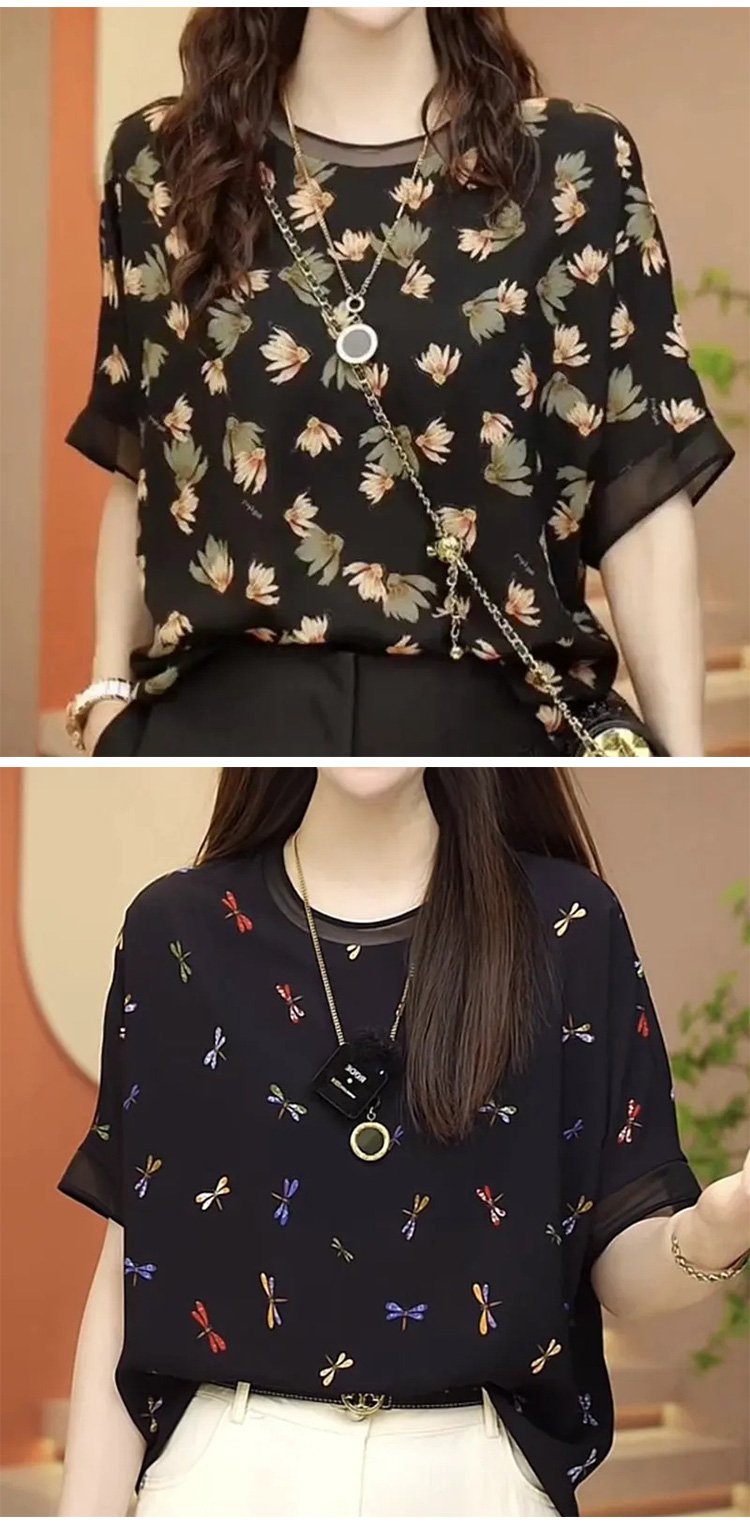 軽やかな素材の5分袖ブラウス詳細