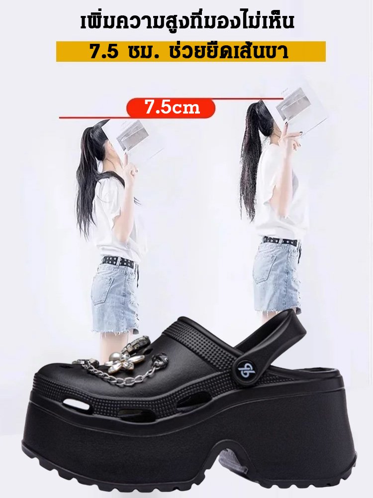 รองเท้าแตะพื้นหนาเพิ่มความสูงแฟชั่น