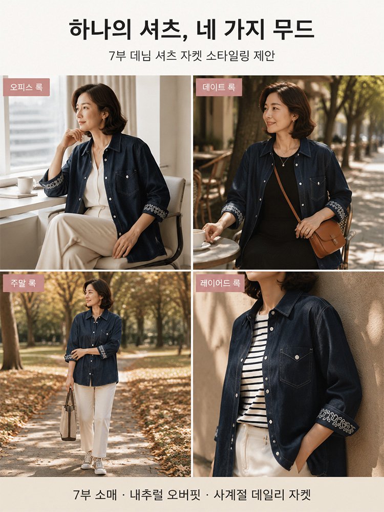 【콜라보 한정】7부 소매 데님 셔츠 자켓