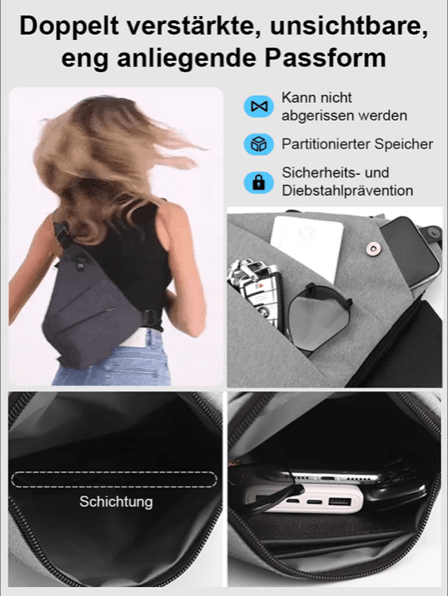 Agenten-Enger, super-unsichtbare, diebstahlsichere Umhängetasche