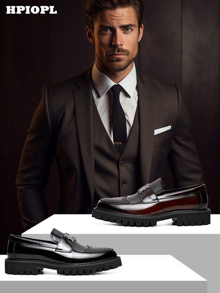 حذاء جلد أمريكي معتق مريح بلون غير لامع للرجال