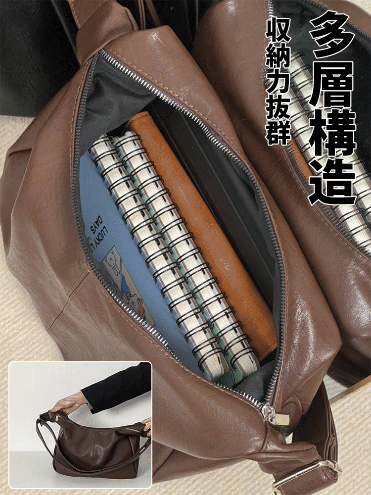 【百年手作り】ソフトレザーショルダーバッグ