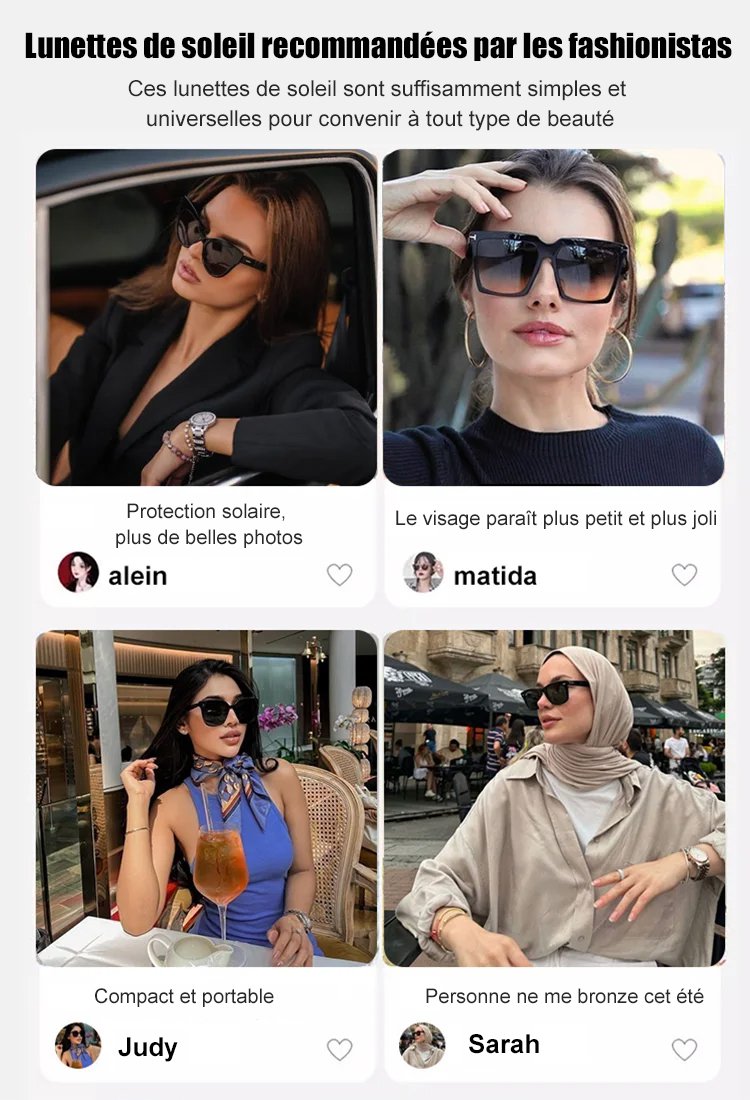 Lunettes de soleil légères de luxe à monture dorée dégradée