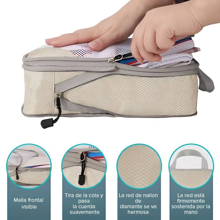 【Juego de tres piezas compresibles】 Bolsas de clasificación y almacenamiento de equipaje de viaje li