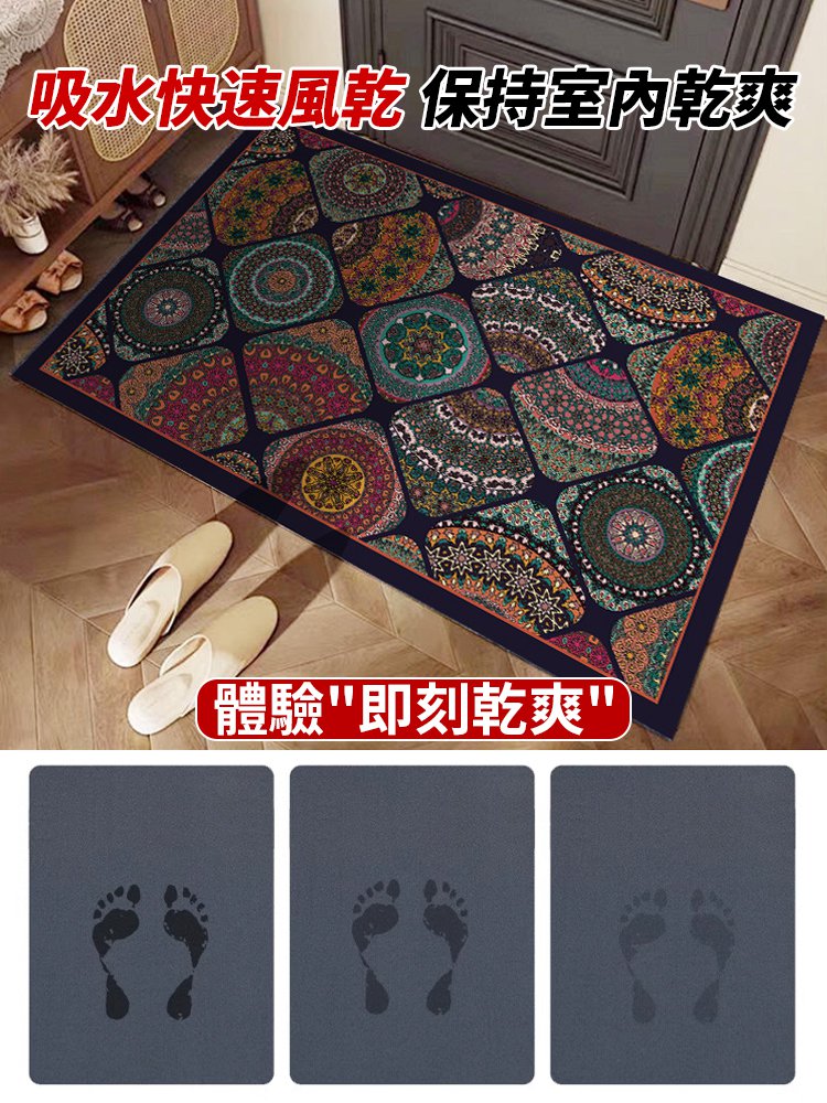 【防滑耐髒】水晶絨北歐復古波斯毯