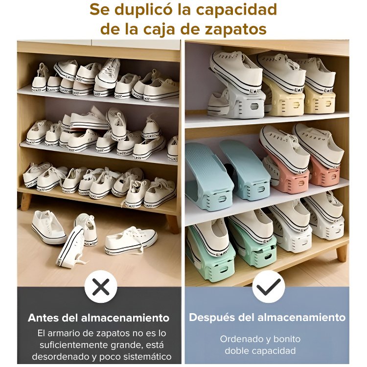 Estante para almacenamiento de zapatos ajustable de doble capa