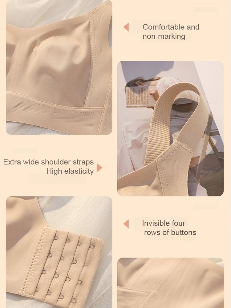 Seamless wire-free full-cup fat-locking bra