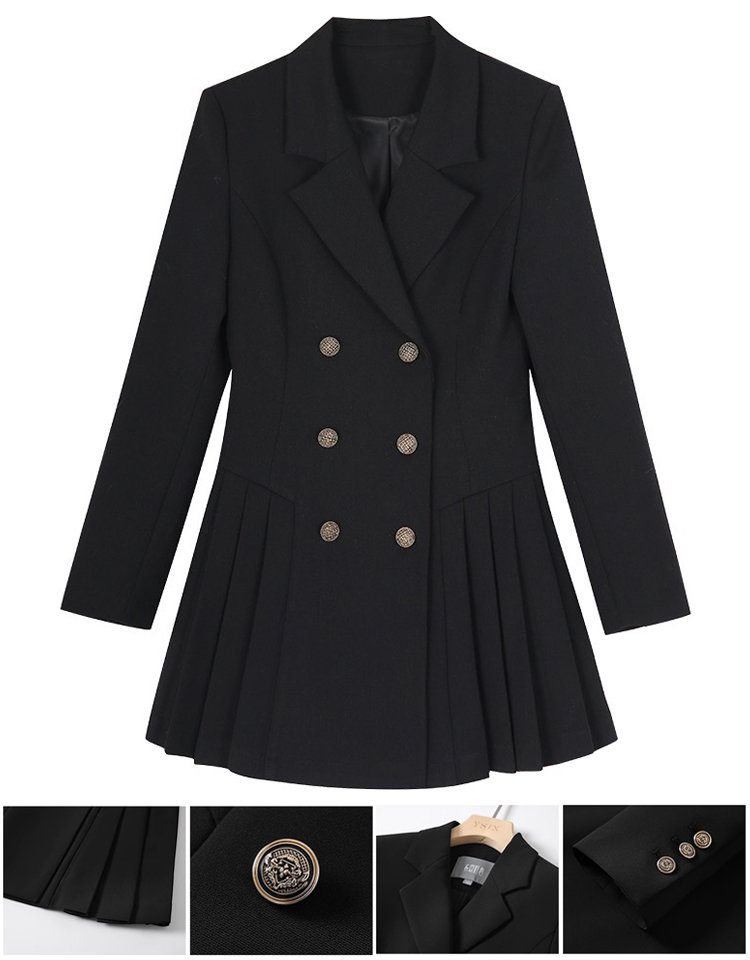 大人っぽいダブルブレストスーツ風ワンピースレディース