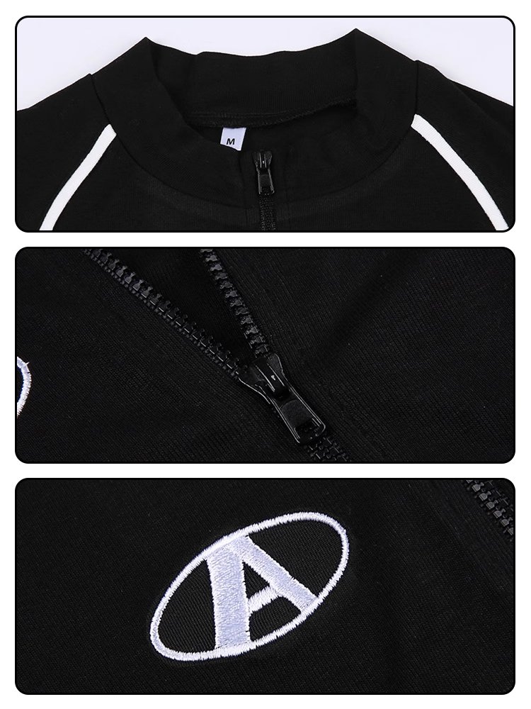 Ins hot girl zipper short sweet spicy motorcycle style short sleeves