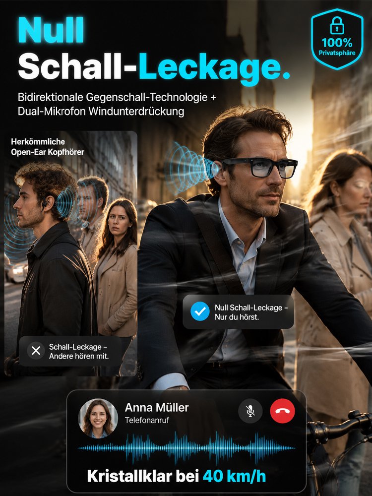 AI Übersetzungs-Smartbrille mit 8MP Kamera, Farbwechsel und Telefonfunktion