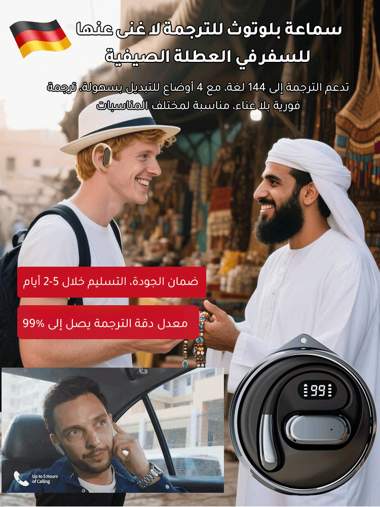 "يدعم الترجمة إلى 144 لغة" سماعات ترجمة ذكية بتقنية البلوتوث عالية السرعة