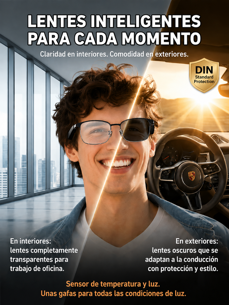 Gafas inteligentes AI con cambio de color control táctil y por voz