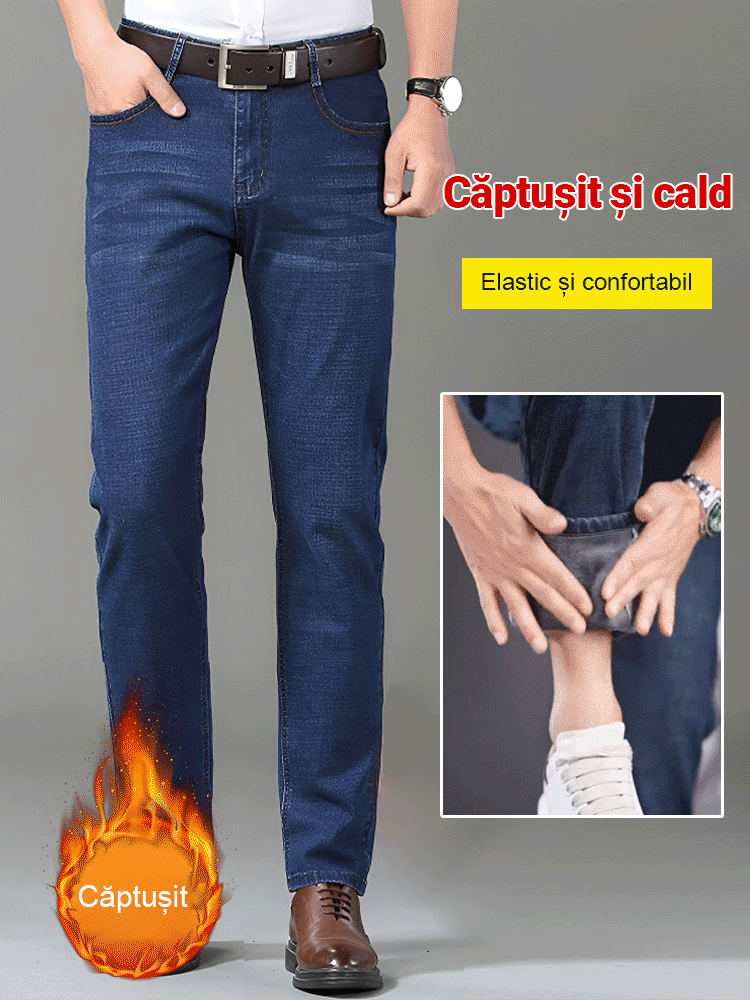 Pantaloni de blugi din velur elastic și termoizolant