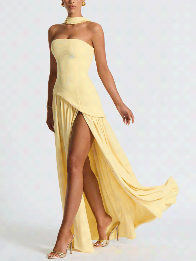 Sexy solid color tube top dress