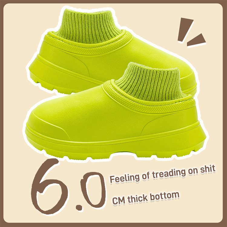 Non-slip and waterproof leather slippers with socks