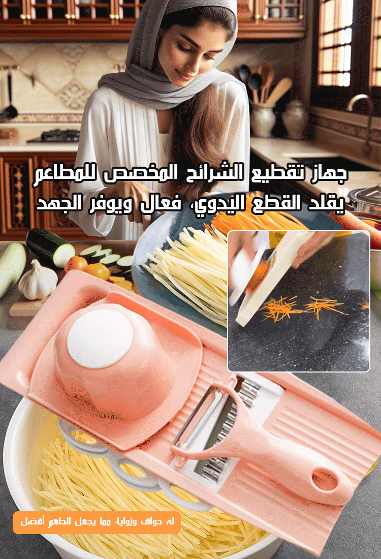 قاطعة الخضروات متعددة الوظائف الألمانية مع 5 شفرات وحامي يد