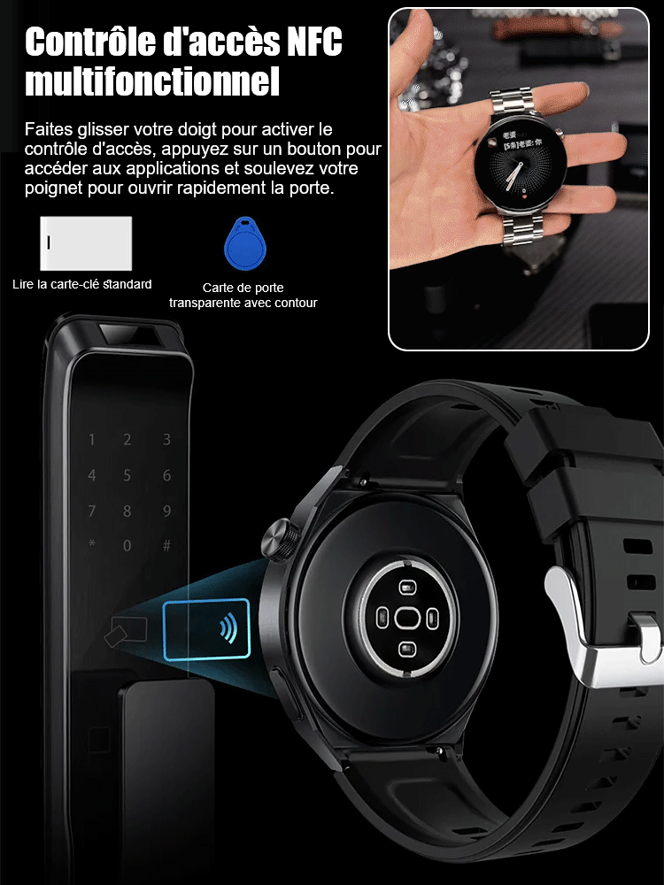 Une montre pour mesurer la glycémie avec un bracelet en acier